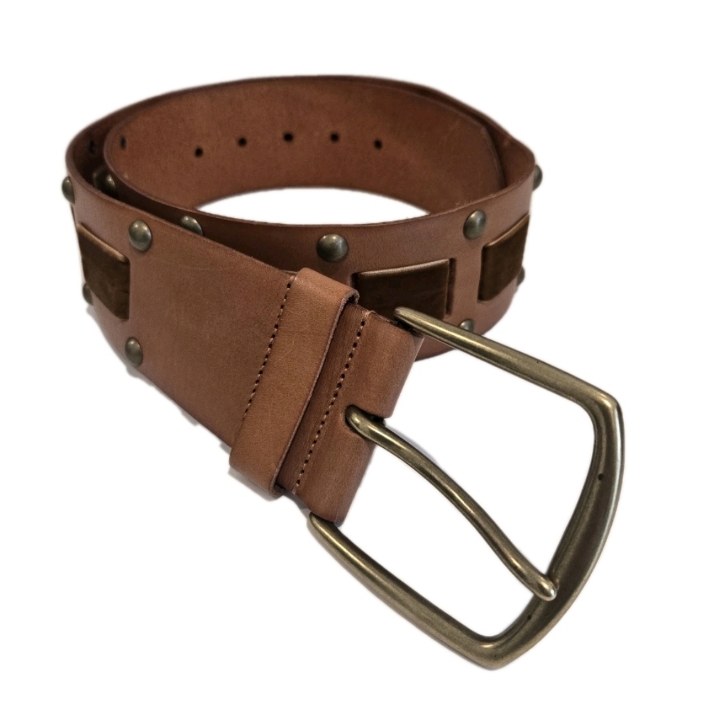 Brown leather linea pelle belt wide Velvet Size Medium